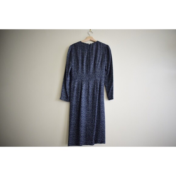 Vintage 80s does 40s Silk dress, polka dots gathered front No6, minimalist, Sz8 - Picture 3 of 7